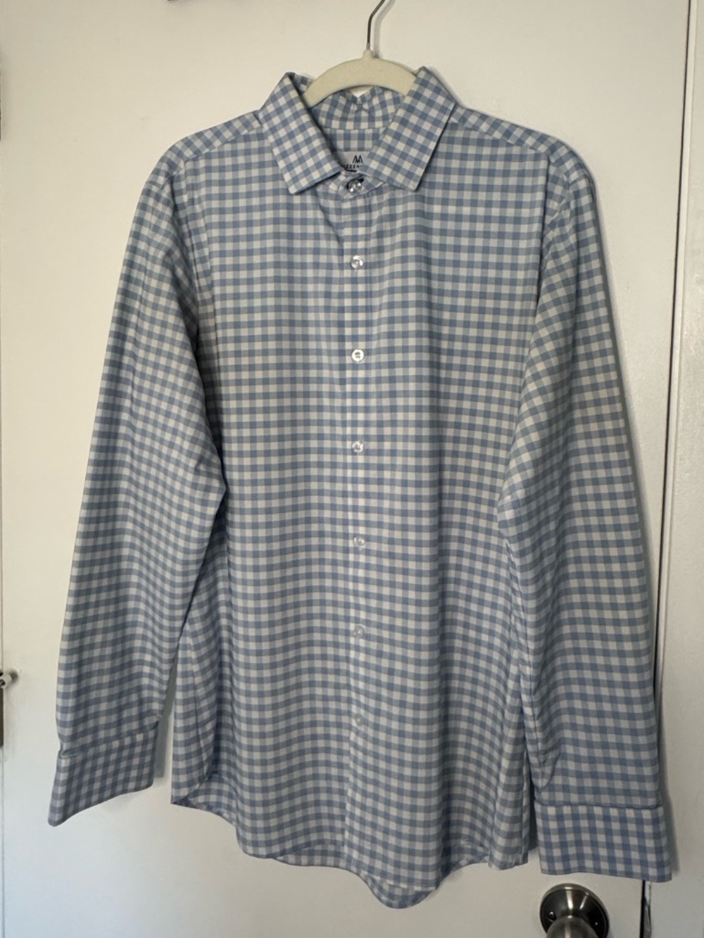 Mizzen+Main Light Blue and White Gingham Dress Shirt